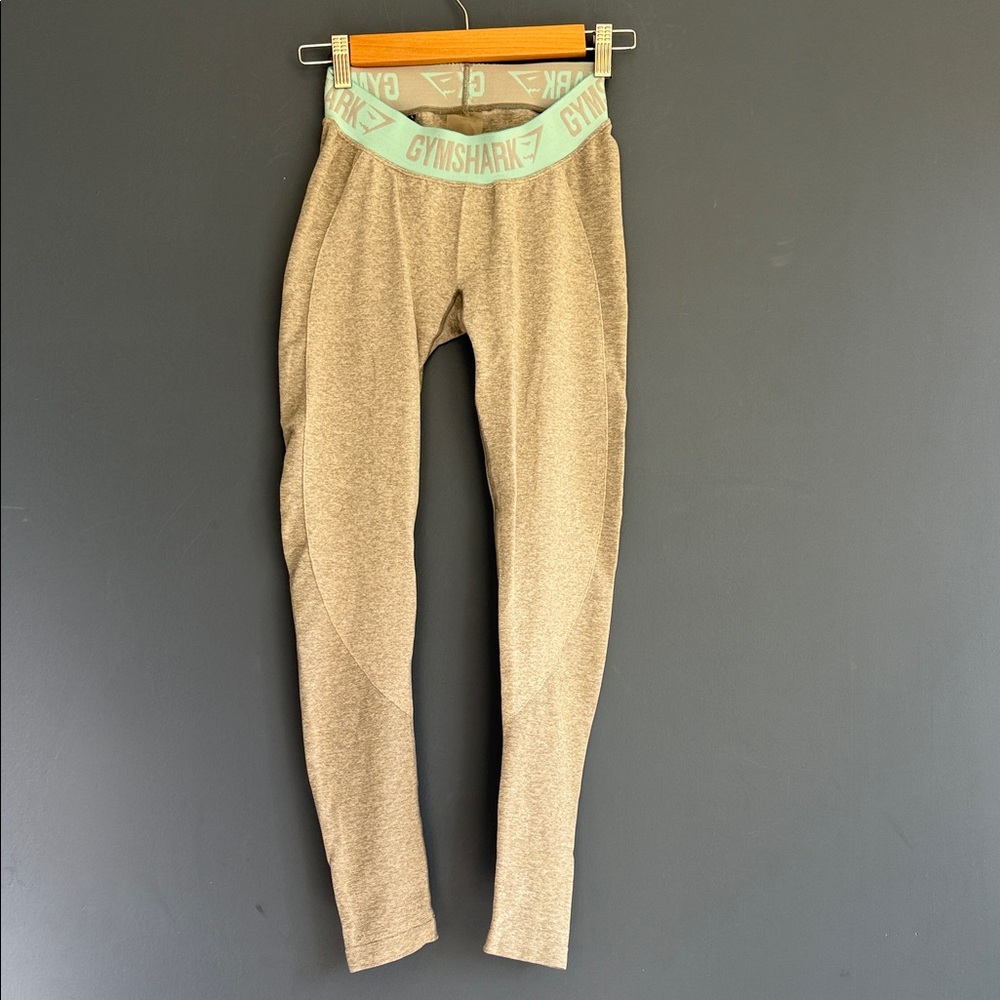 Gymshark grey Leggings with Light Green Waistband